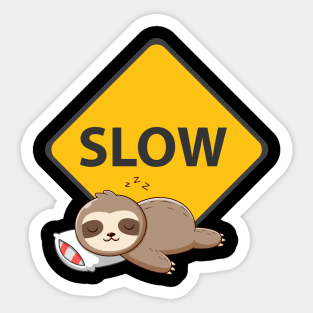 Caution Slow - Sleeping Sloth Sticker